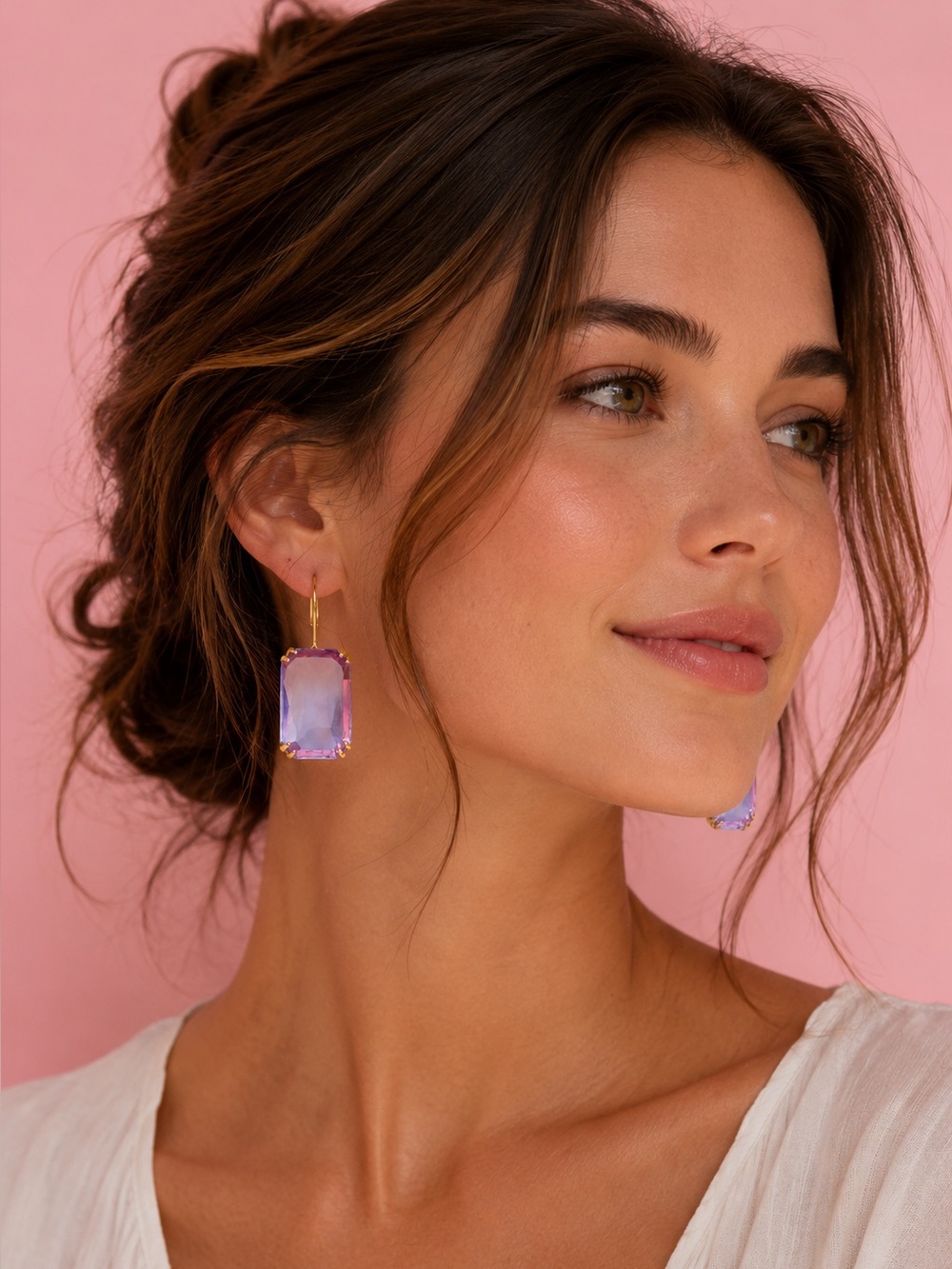 Purple Gold Crystal Earrings